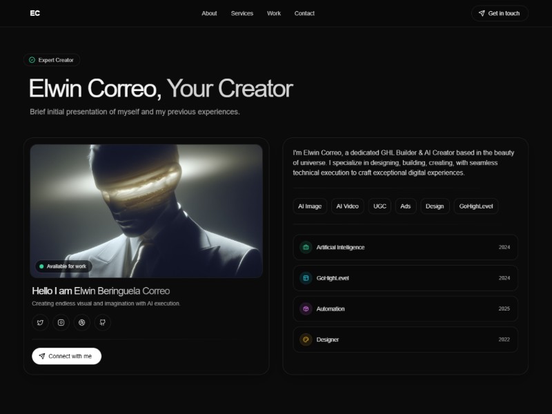 Preview for Creative Portfolio Landing Page Template