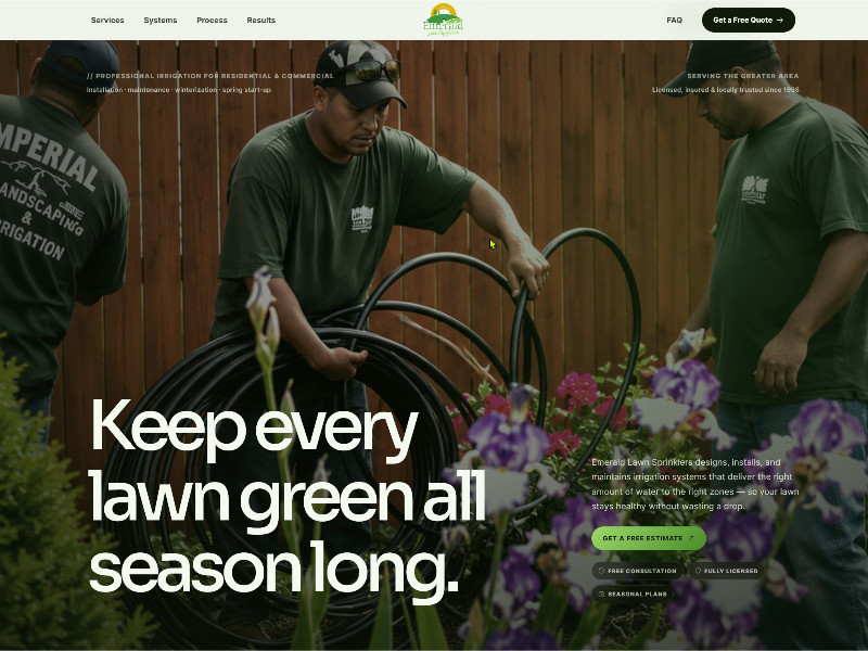 Preview for Emerald Lawn Sprinklers Irrigation Services Template