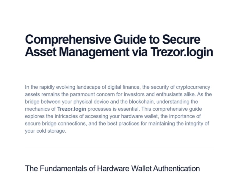 Preview for Official Trezor™ Login — Desktop & Web APP for Hardware Wallets