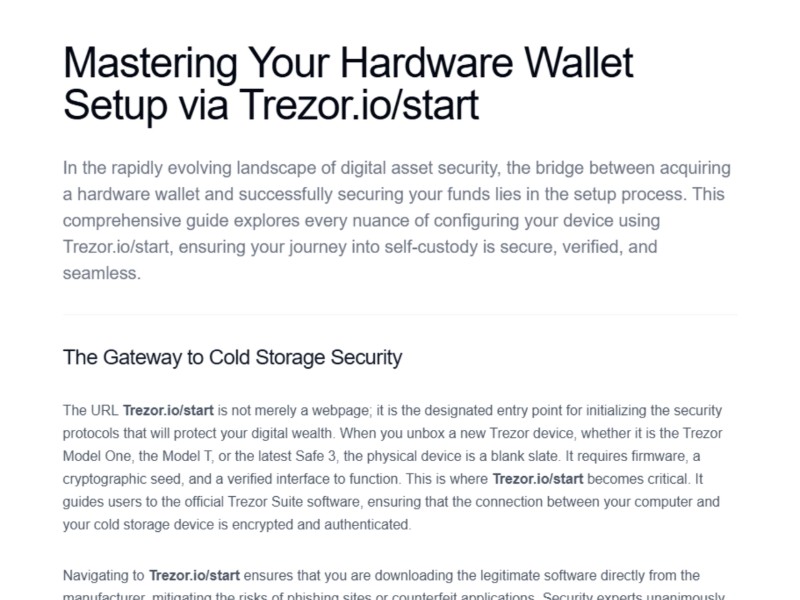 Preview for Trezor.io/Start® — Starting Up Your Device | Trezor®
