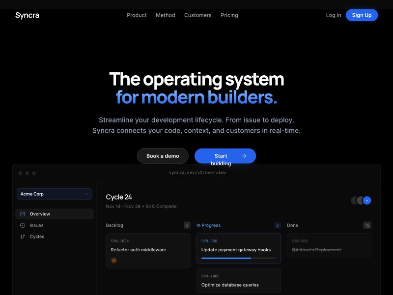 Preview for Syncra Engineering SaaS Landing Page Template