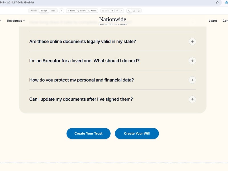 Preview for Estate Planning Landing Page Template