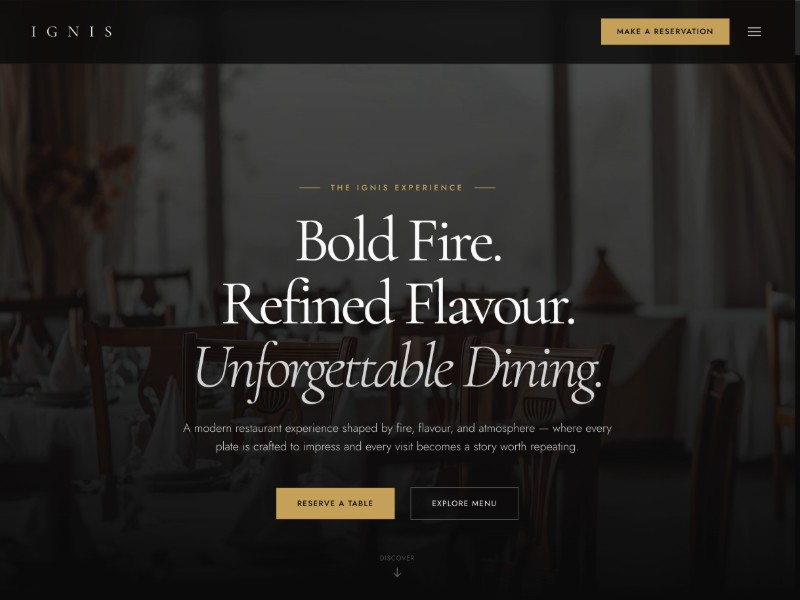 Preview for Fine Dining Restaurant Landing Page Template