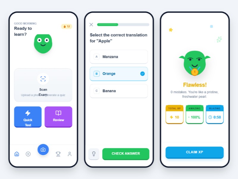 Preview for Exam Lens Mobile UI Template