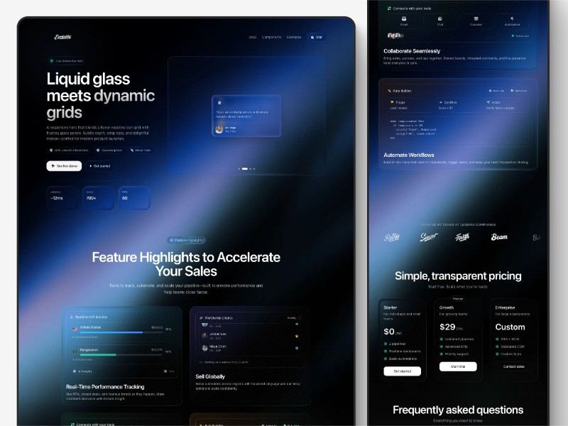 Preview for Interactive Liquid Grid Landing Page Template