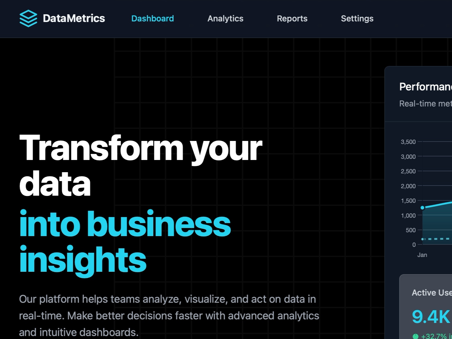 Preview for Data Metrics Performance Dashboard