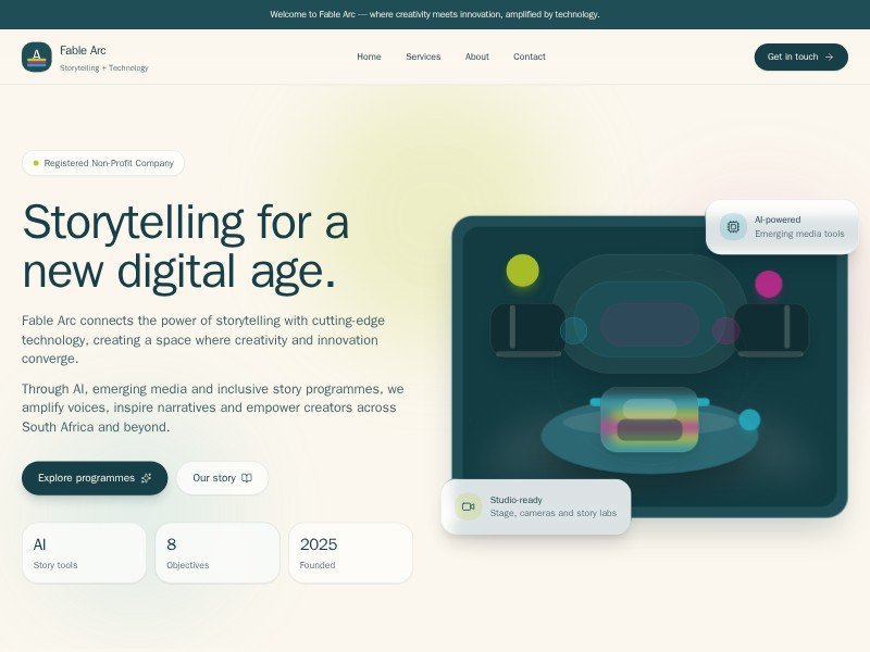 Preview for Fable Arc Storytelling and AI Landing Page Template