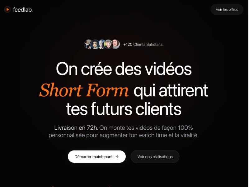 Preview for FeedLab Short-Form Video Agency Landing Page Template