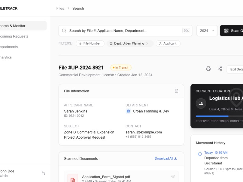Preview for FileTrack Admin Dashboard Template