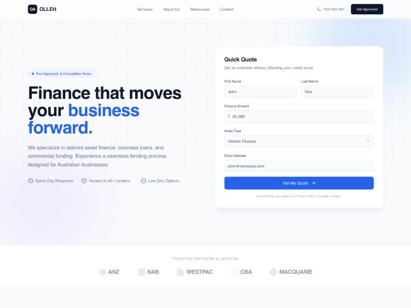Preview for Business Finance Landing Page Template