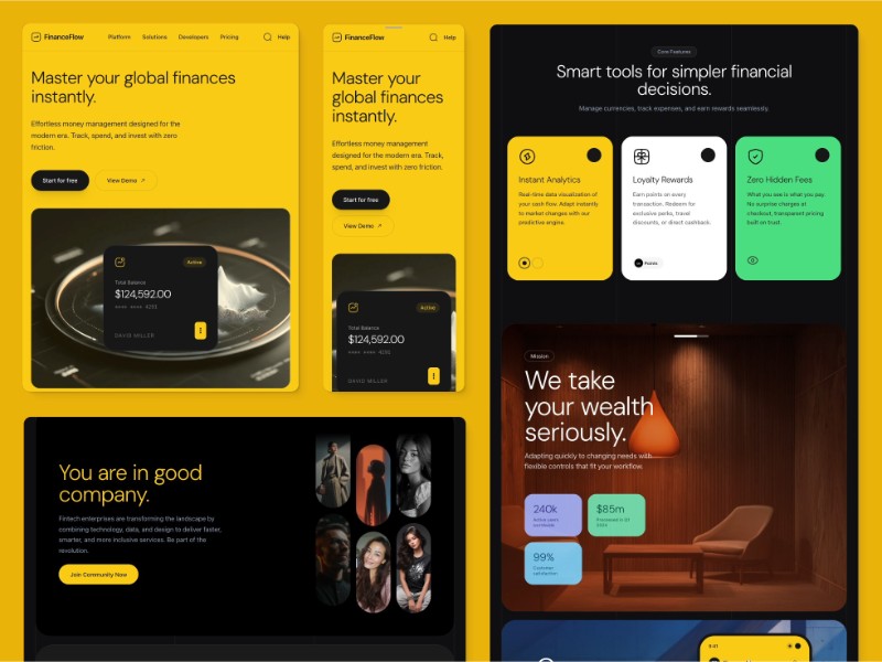 Preview for FinanceFlow Fintech Landing Page Template