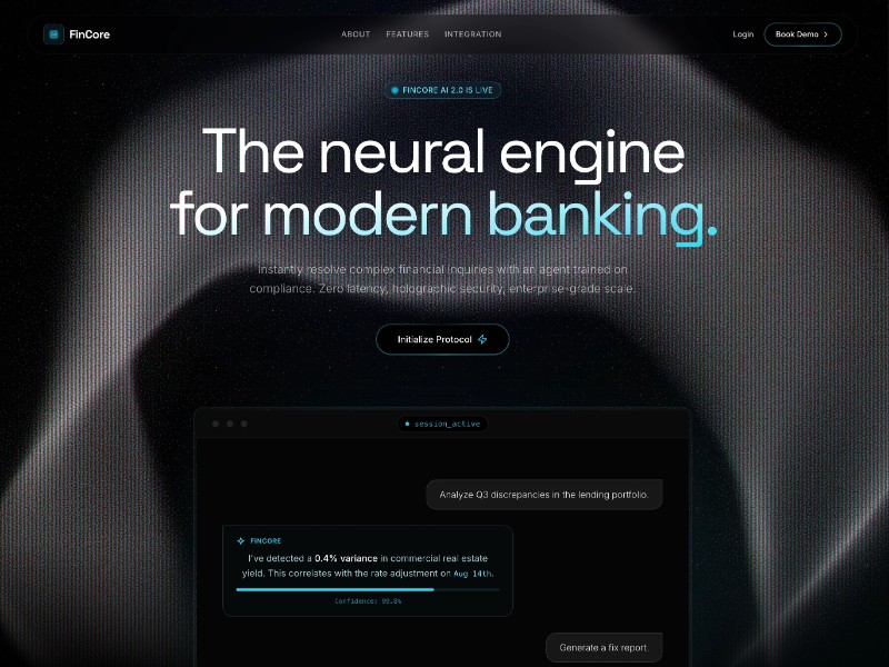 Preview for FinCore AI Banking SaaS Landing Page Template