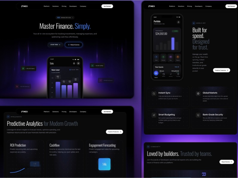 Preview for Finex Finance SaaS Landing Page Template