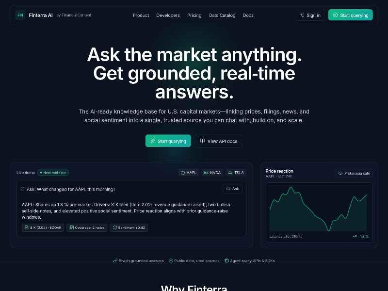 Preview for Finterra AI Landing Page Template