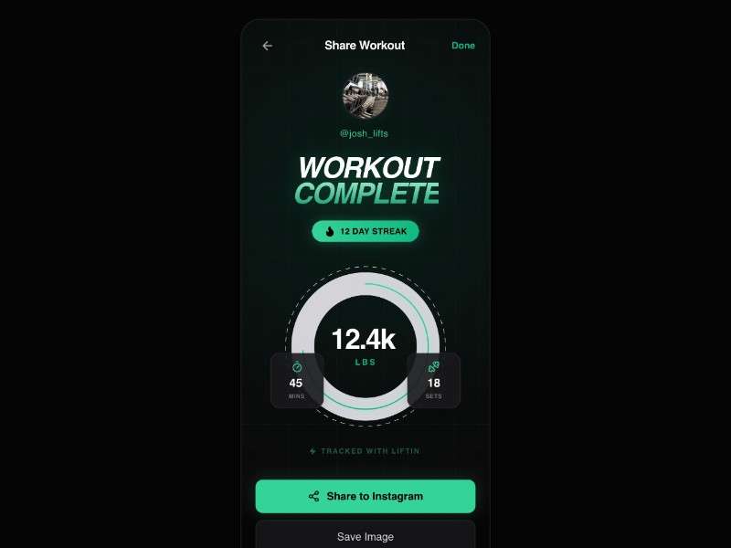 Preview for Fitness Workout Share Mobile UI Template