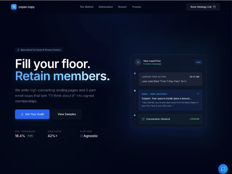 Preview for Fitness Copywriting Landing Page Template
