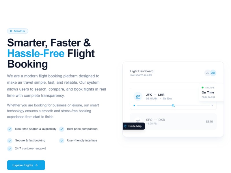 Preview for Flight SaaS About Section Template