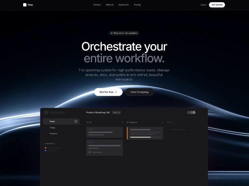 Preview for Flow Productivity OS Landing Page Template