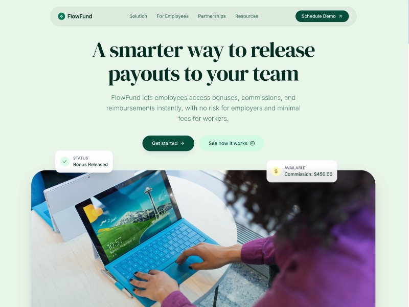 Preview for Fintech Employee Payout Landing Page Template