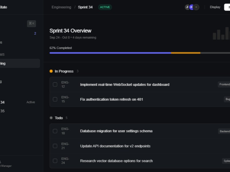 Preview for FlowState Sprint Management Dashboard Template