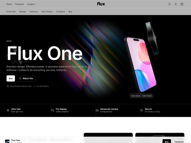 Preview for Flux One Product Landing Page Template