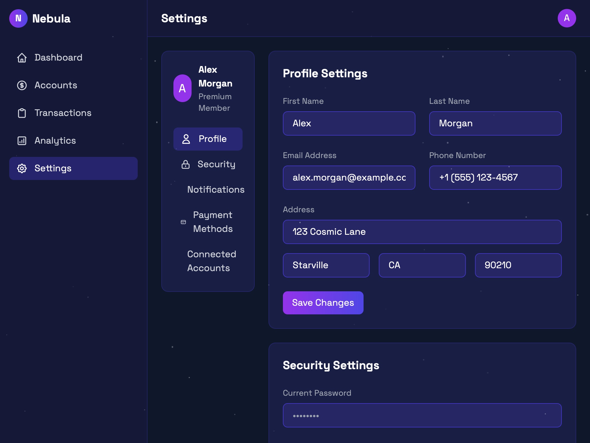 Preview for Sidebar Navigation with Settings Panel