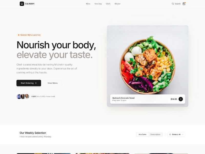 Preview for Culinary Food Delivery Landing Page Template
