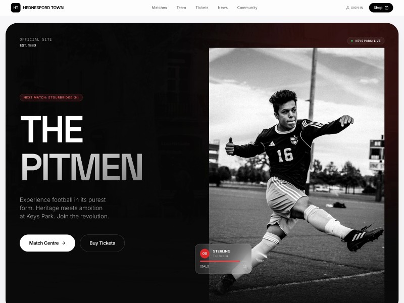 Preview for Football Club Landing Page Template