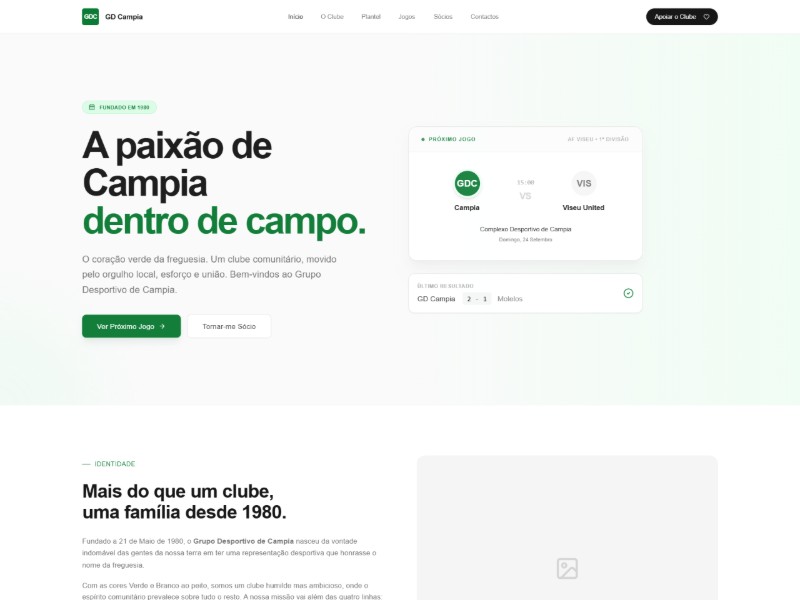 Preview for Football Club Landing Page Template