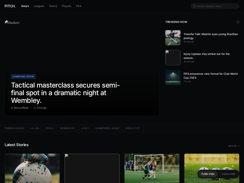 Preview for Football News & CMS Landing Page Template
