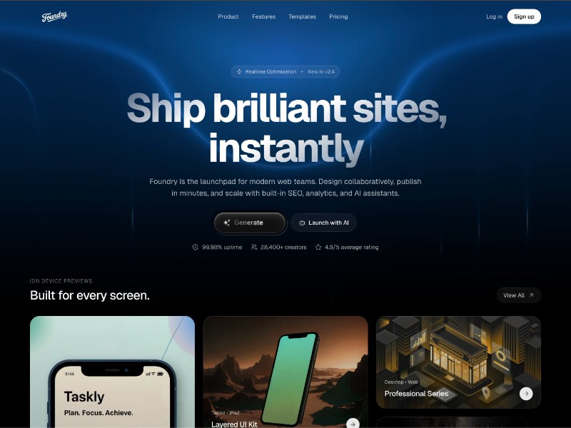 Preview for Foundry Marketing Site Template