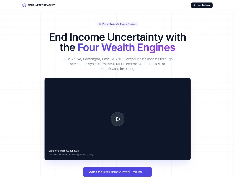 Preview for Four Wealth Engines Coaching Landing Page Template