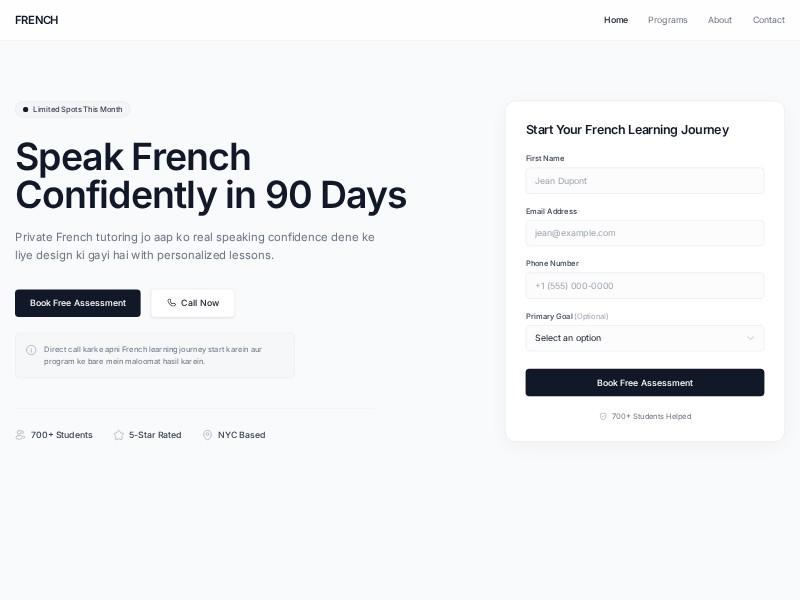 Preview for French Tutoring Landing Page Template