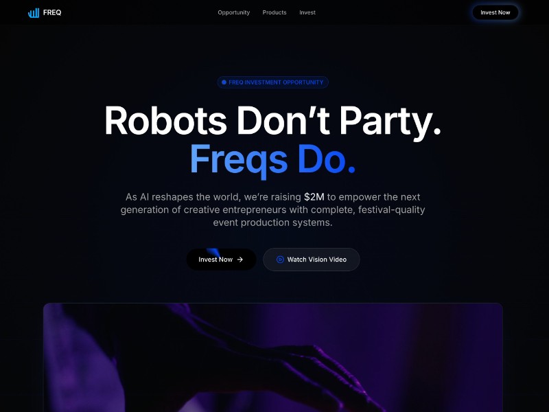 Preview for Freq Event Production Landing Page Template