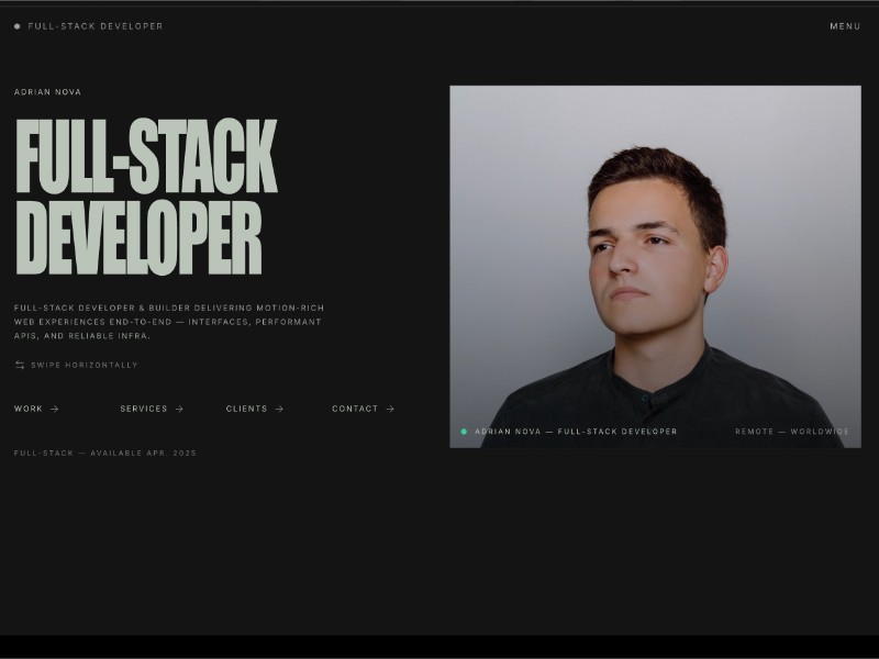 Preview for Full-Stack Developer Portfolio Template