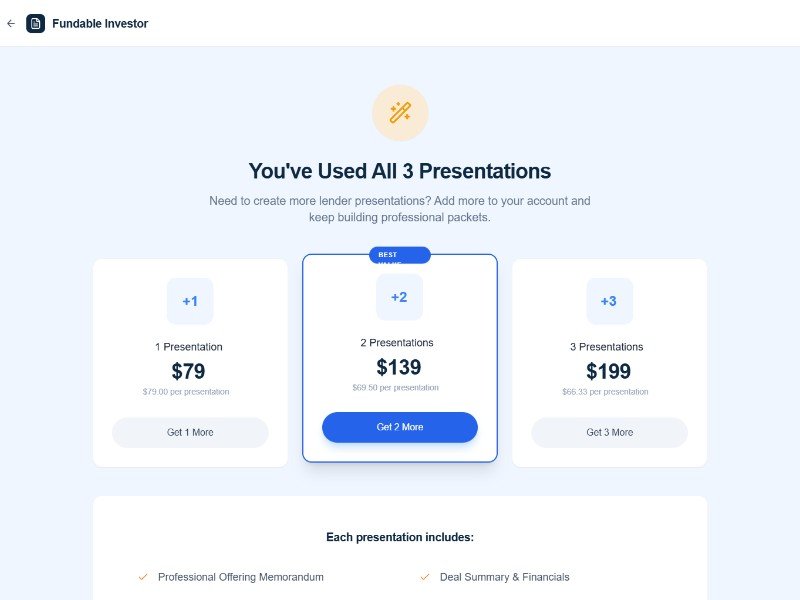 Preview for Fundable Investor Pricing Landing Page Template