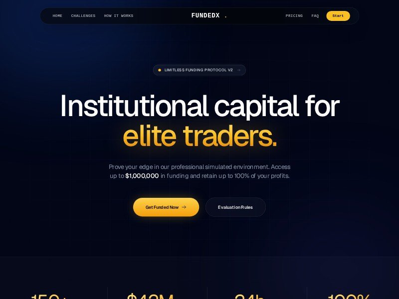 Preview for FundedX Prop Firm Landing Page Template