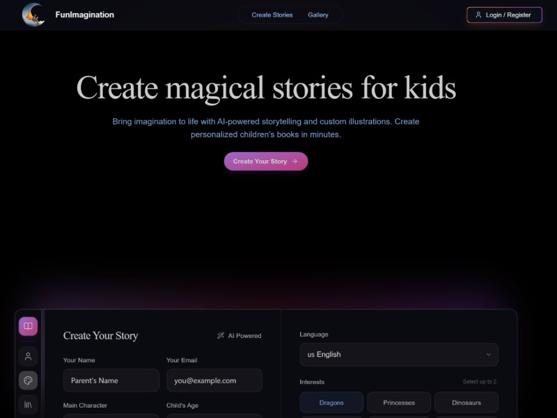 Preview for AI Children’s Book Landing Page Template