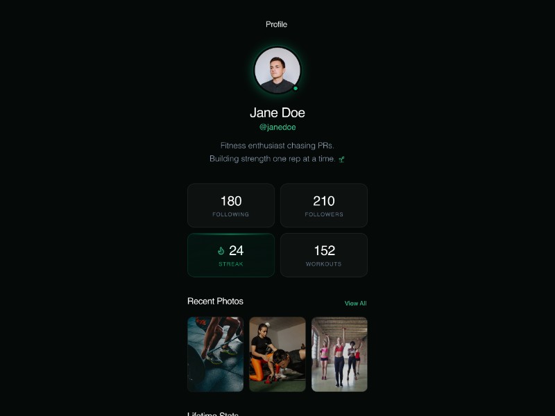 Preview for Futuristic Fitness Profile UI Template