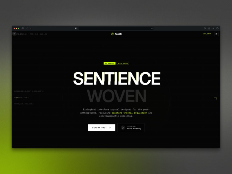 Preview for Futuristic Techwear E-commerce Landing Page Template