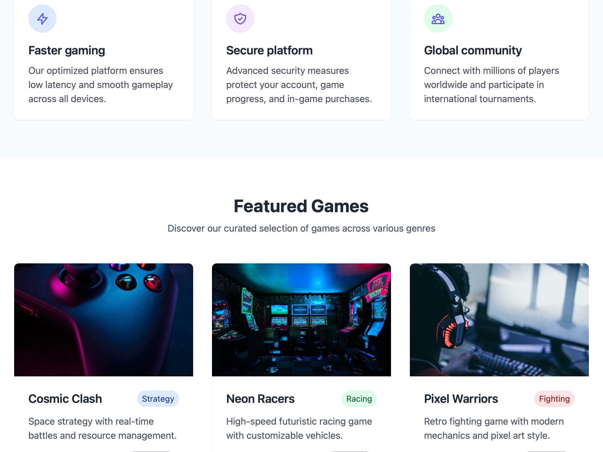 Preview for Gaming Platform Interface