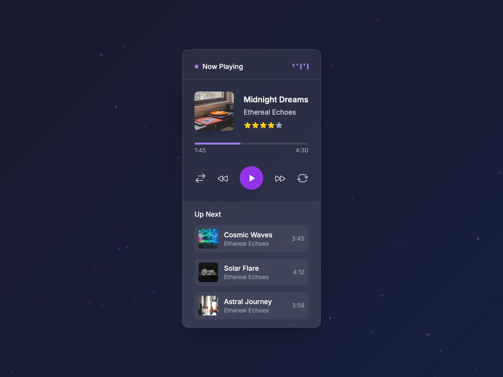 Preview for Glassmorphic Music Player UI