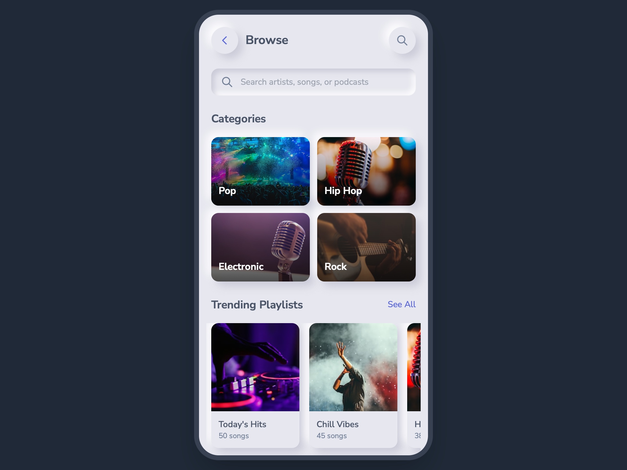 Preview for Music Browse Interface Layout