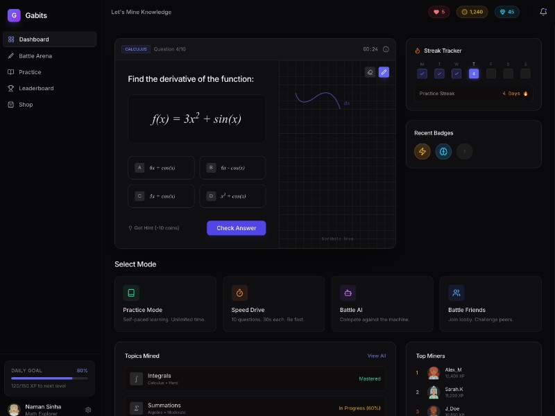 Preview for Gamified Learning Dashboard UI Template