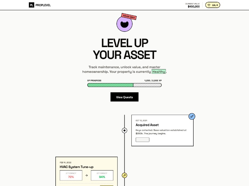 Preview for Gamified Home Logbook Landing Page Template