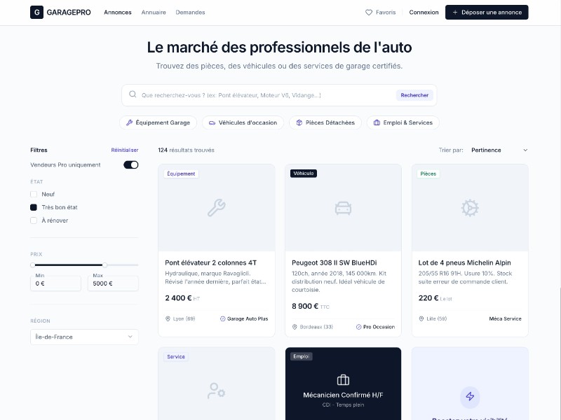 Preview for GaragePro Auto Marketplace Landing Page Template