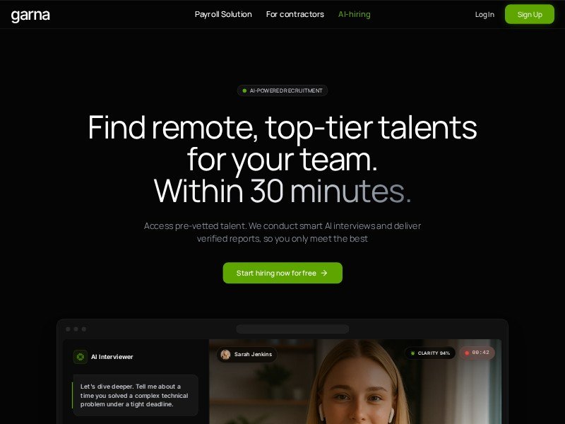 Preview for Garna Global Payroll Landing Page Template