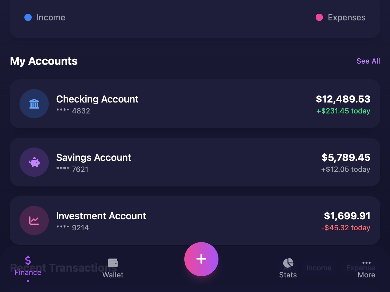 Preview for Financial Account Balance Dashboard