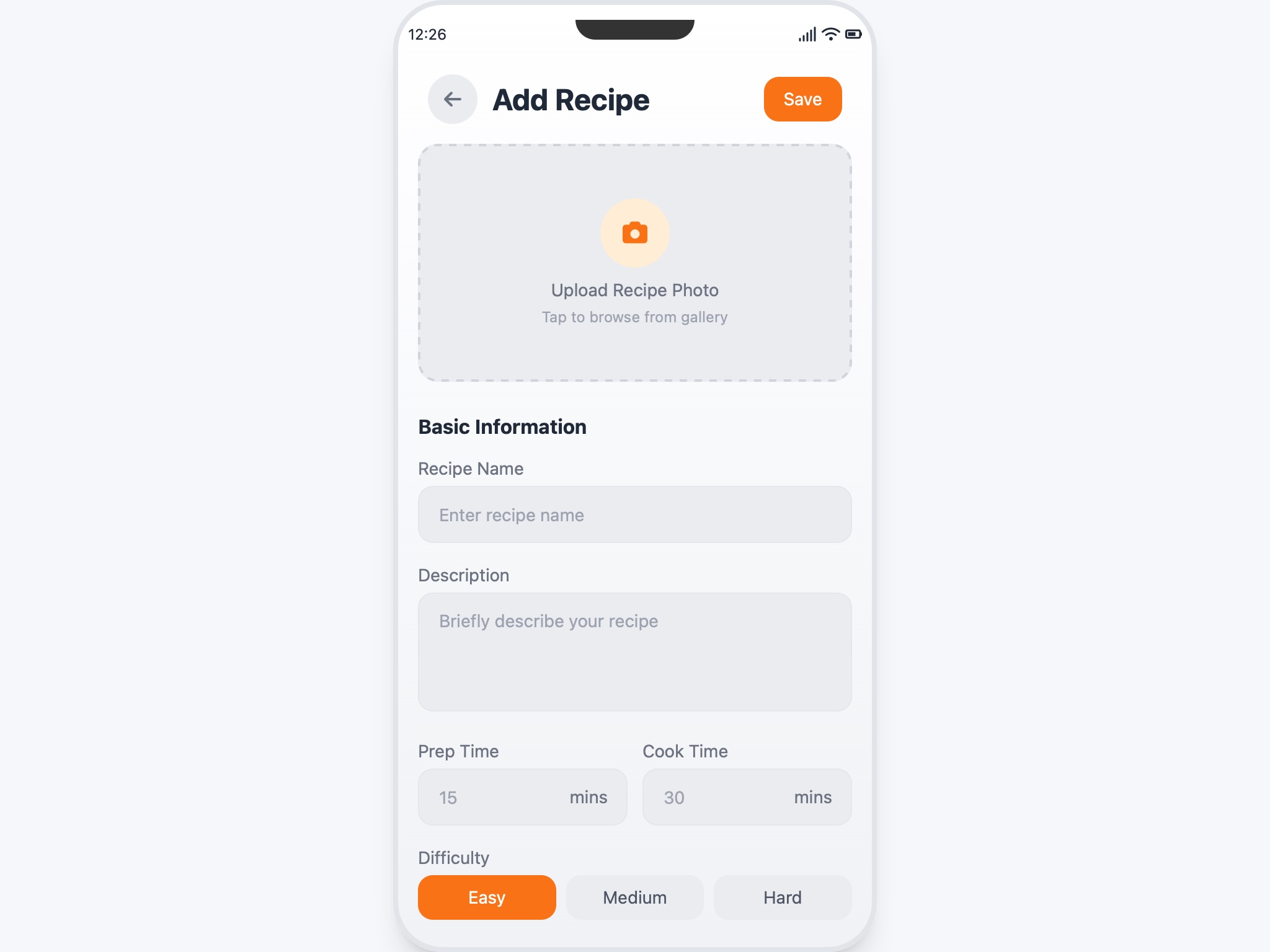 Preview for Recipe Input Form UI