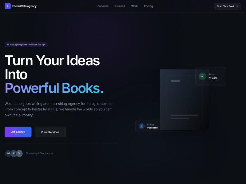 Preview for Ghostwriting Agency Landing Page Template